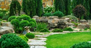 Egy design kert öntözőrendszerrel az igazi design kert